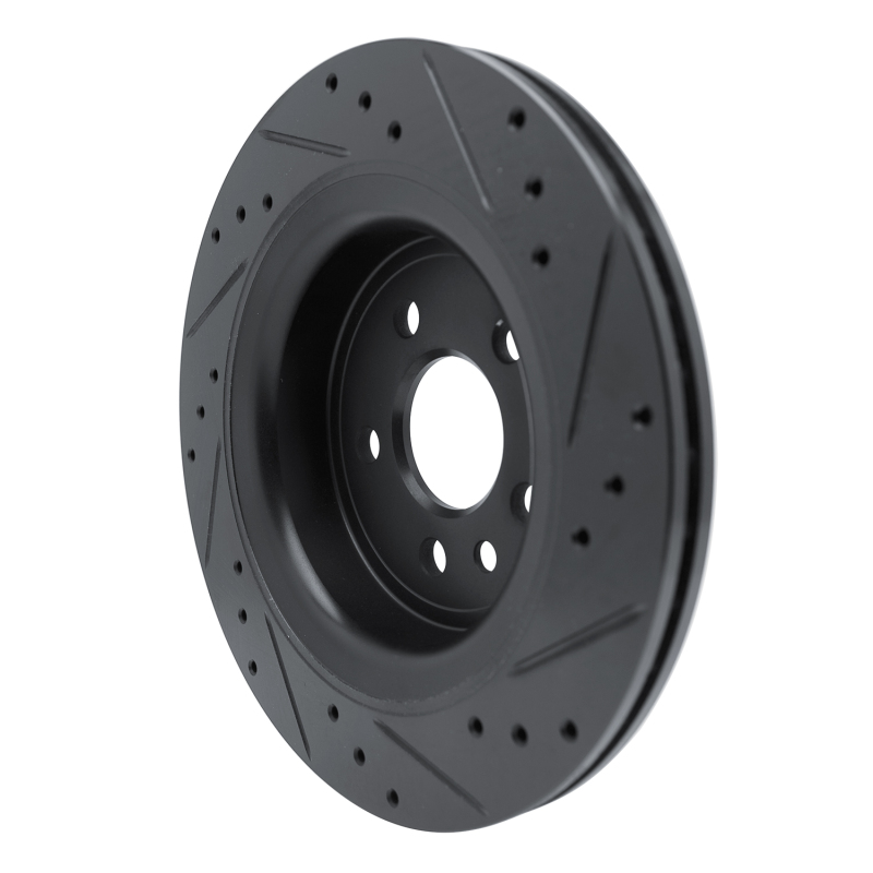 Volvo XC60 Brake Rotor (1) - Rear Left - R1 Concepts - Drilled & Slotted - Black - `10-`17